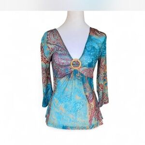 Elegant Paisley V-Neck Top